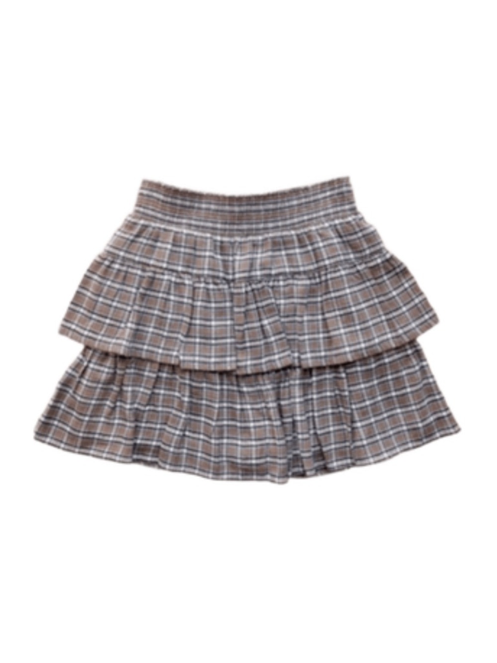 JAPNA Brown Plaid Flannel Tiered Mini Skort